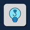 Filled outline Industrial hook icon isolated on blue background. Crane hook icon. Vector