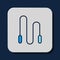 Filled outline Jump rope icon isolated on blue background. Skipping rope. Sport equipment. Vector