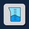 Filled outline Laboratory glassware or beaker icon isolated on blue background. Vector