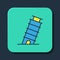 Filled outline Leaning tower in Pisa icon isolated on blue background. Italy symbol. Turquoise square button. Vector