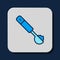 Filled outline Measuring spoon icon isolated on blue background. Vector
