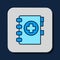 Filled outline Medical clipboard with clinical record icon isolated on blue background. Prescription, medical check