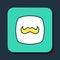 Filled outline Mustache icon isolated on blue background. Barbershop symbol. Facial hair style. Turquoise square button