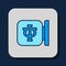 Filled outline Psychology icon isolated on blue background. Psi symbol. Mental health concept, psychoanalysis analysis