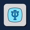 Filled outline Psychology icon isolated on blue background. Psi symbol. Mental health concept, psychoanalysis analysis