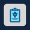 Filled outline Psychology icon isolated on blue background. Psi symbol. Mental health concept, psychoanalysis analysis
