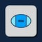 Filled outline Rugby ball icon isolated on blue background. Vector