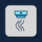 Filled outline Smoke alarm system icon isolated on blue background. Smoke detector. Vector