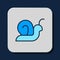 Filled outline Snail icon isolated on blue background. Vector