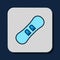 Filled outline Snowboard icon isolated on blue background. Snowboarding board icon. Extreme sport. Sport equipment