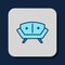 Filled outline Sofa icon isolated on blue background. Vector