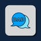 Filled outline Speech bubble dad icon isolated on blue background. Happy fathers day. Vector