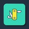 Filled outline Swiss army knife icon isolated on blue background. Multi-tool, multipurpose penknife. Multifunctional