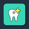Filled outline Tooth whitening concept icon isolated on blue background. Tooth symbol for dentistry clinic or dentist
