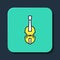 Filled outline Violin icon isolated on blue background. Musical instrument. Turquoise square button. Vector