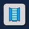 Filled outline Wardrobe icon isolated on blue background. Cupboard sign. Vector