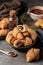 Filled pastry - rugelach. Made with butter and cream cheese doughs with hazelnut spread