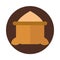 Filled sack with grain agriculture and farming block and flat icon