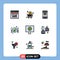 Filledline Flat Color Pack of 9 Universal Symbols of protection, antivirus, envelopes, egg, bacon