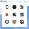 Filledline Flat Color Pack of 9 Universal Symbols of sale, business, products, label, factory