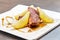 Fillet with pears. Gourmet top quality food. restaurant