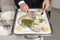 Filleting a poached turbot