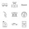 Filling gasoline icons set, outline style