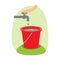 filling water in bucket. Vector illustration decorative design