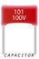 A film capacitor with a capacity of 0.01 nanofarads, which is used in radio engineering