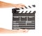 Film clapper board with space and hand