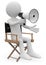 Film director sitting in a chair with a megaphone