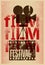 Film festival poster. Retro typographical grunge vector illustration.