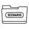 Film folder scenario icon, outline style