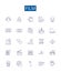 Film line icons signs set. Design collection of Movie, Cinema, Production, Picture, Blockbuster, Story, Reel, Show