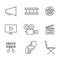 Film, movie and video outline icons vector set. Minimalistic design.