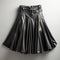 Film Noir-inspired Leather Skirt With Pleated Waist