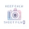 Film photography vector logo with quote. Keep calm and shoot film.Trendy gradient colors.
