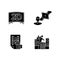 Film production black glyph icons set on white space