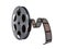 Film reel with twisted cinema tape