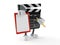 Film slate character with blank clipboard