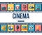 Film strips and cinema icons set for infographics