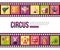 Film strips and circus entertainment icons set