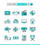 Film, video, shooting, editing and more. Plain and line icons se