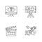 Filmmaking and Internet blogging pixel perfect linear icons set