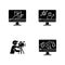 Filmmaking and videography black glyph icons set on white space