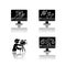 Filmmaking and videography drop shadow black glyph icons set