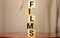 films word on wooden cubes. films concept