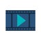 Filmstrip with blue play buttom