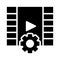 Filmstrip video setting glyph flat vector icon