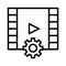 Filmstrip video setting thin line vector icon